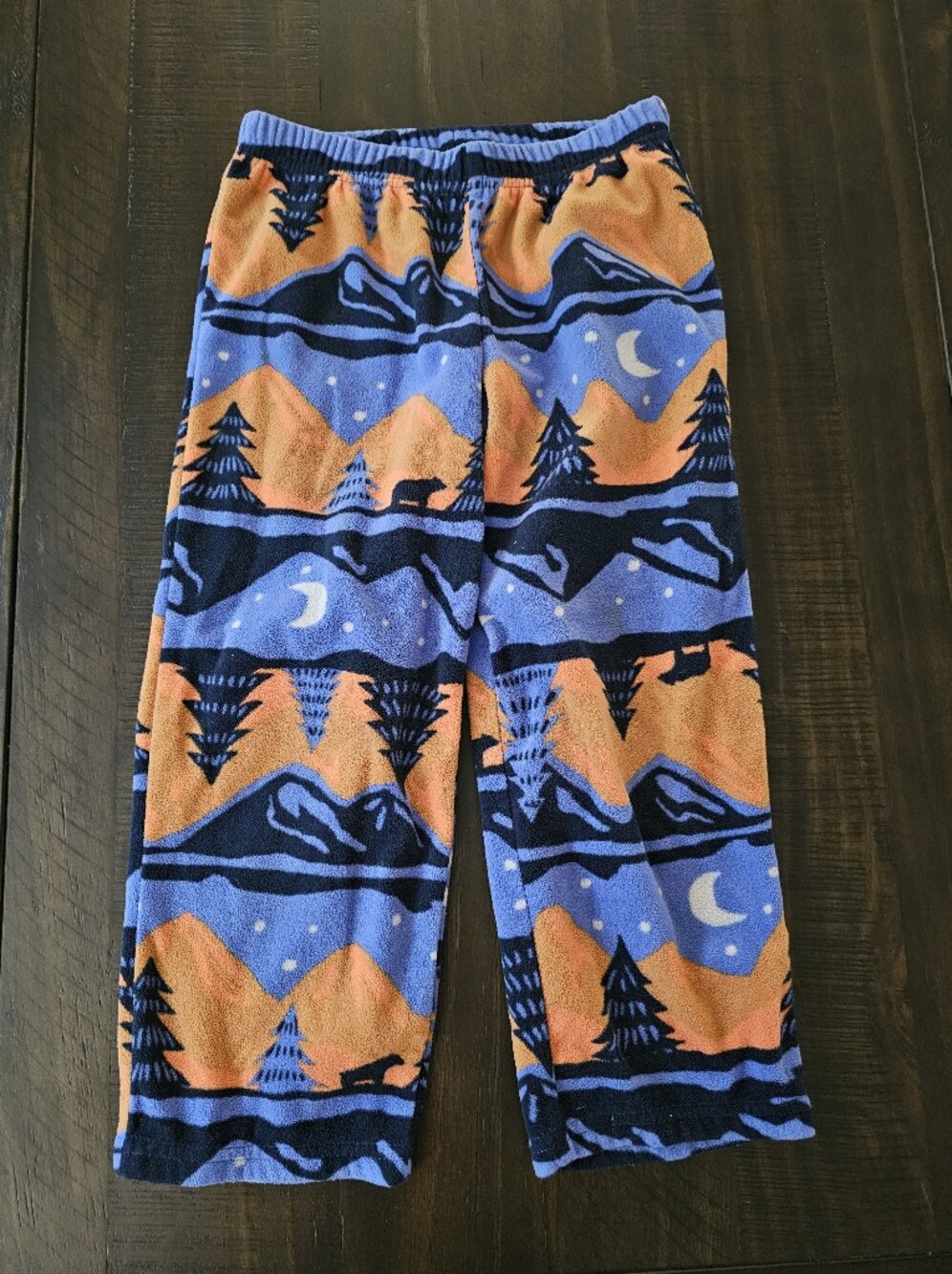 Kids Blue & Orange Mountain Night Pajama Pants